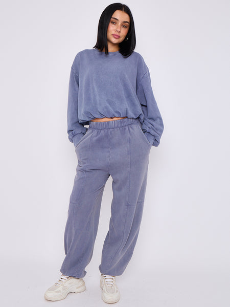 Plus Acid Wash Fleece Hi Low Hem Pullover main image 1