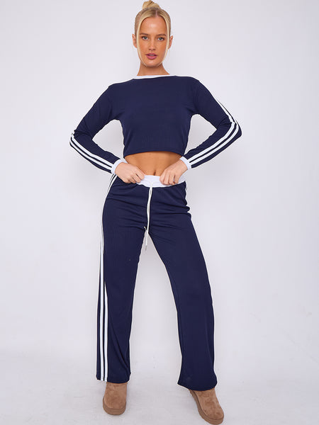 Women's Multi Striped Top With Trouser Co-Ords