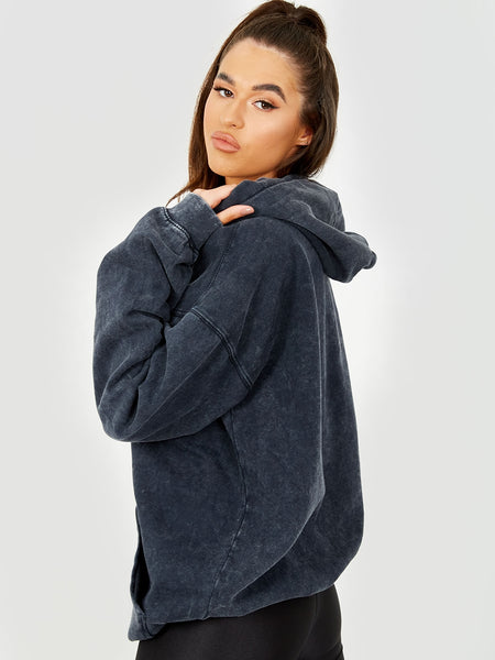 Acid wash exposed-seam fleece sweatshirt main image 1