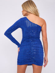 Sequinned One Shoulder Ruched Dress