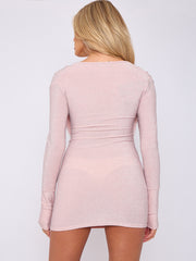 Lurex Draped Cowl Neck Slinky Dress