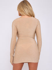 Lurex Draped Cowl Neck Slinky Dress