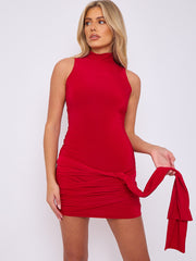Wikkel rond gedrapeerde zoom bodycon -jurk