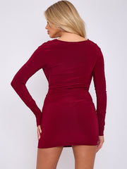 Draped Cowl Neck Slinky Dress