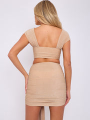 Lurex Twist Front Crop Top & Ruched Skirt Co-ord