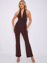 Open Back Halter Jumpsuit