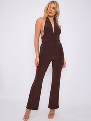 Open Back Halter Jumpsuit