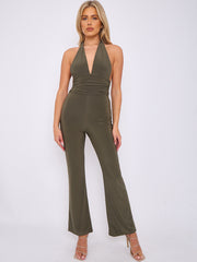 Open Back Halter Jumpsuit