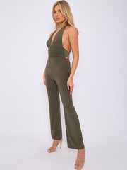 Open Back Halter Jumpsuit