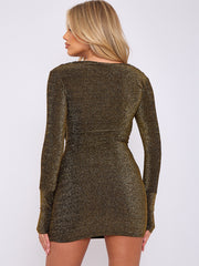 Lurex Draped Cowl Neck Slinky Dress