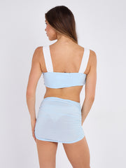 3 Piece Slinky Bralet Top and Ruched Skirt Co-ord