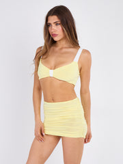 3 Piece Slinky Bralet Top and Ruched Skirt Co-ord
