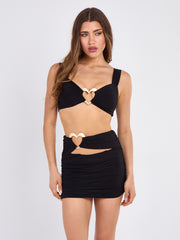 Heart Buckle Detail Bralet Top and Skirt Co-ord