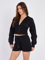 High Waist Hoodie & Shorts Co-ord
