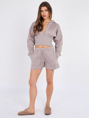 High Waist Hoodie & Shorts Co-ord