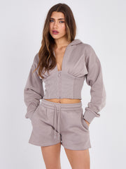 High Waist Hoodie & Shorts Co-ord