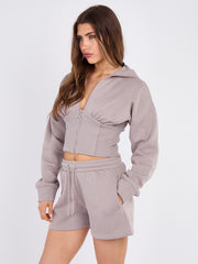 High Waist Hoodie & Shorts Co-ord