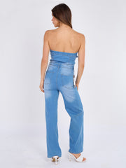 Slinky Ruched Bodycon Fit Bandeau Jumpsuit