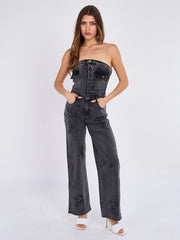Slinky Ruched Bodycon Fit Bandeau Jumpsuit