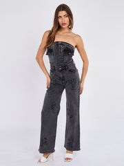 Slinky Ruched Bodycon Fit Bandeau Jumpsuit