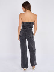 Slinky Ruched Bodycon Fit Bandeau Jumpsuit