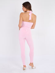 Spring Coil Cut Out Detail Halter Jumpsuit