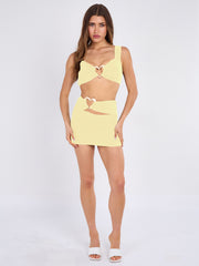 Heart Buckle Detail Bralet Top and Skirt Co-ord