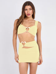 Heart Buckle Detail Bralet Top and Skirt Co-ord