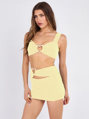 Heart Buckle Detail Bralet Top and Skirt Co-ord