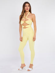 Spring Coil Cut Out Detail Halter Jumpsuit