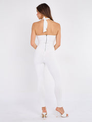Spring Coil Cut Out Detail Halter Jumpsuit