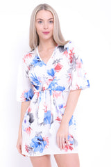 Blumendruck Fliege Krawatte Mini Kleid