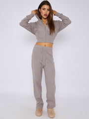 Soft Ribbed Zip Hoodie & Trouser Co-ord
