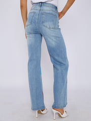 Diamante Star Studded Front Straight Leg Denim Jeans
