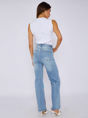 Diamante Star Studded Front Straight Leg Denim Jeans