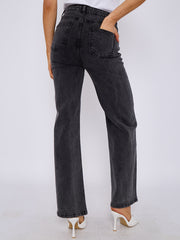 Diamante Star Studded Front Straight Leg Denim Jeans