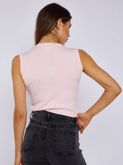 Ribbed Button Through Sleeveless Vest Top