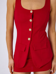 Longline Button Through Waistcoat Top