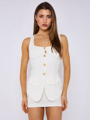 Longline Button Through Waistcoat Top