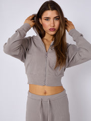 Interlock Cropped Zip Hoodie and Flared Trouser Set