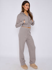 Interlock Cropped Zip Hoodie and Flared Trouser Set