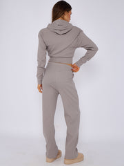 Interlock Cropped Zip Hoodie and Flared Trouser Set
