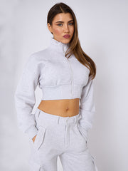 Cropped Zip Up Sweatshirt & Cargo Trouser Tracksuit