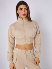 Cropped Zip Up Sweatshirt & Cargo Trouser Tracksuit