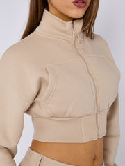 Cropped Zip Up Sweatshirt & Cargo Trouser Tracksuit