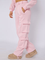 Cropped Zip Up Sweatshirt & Cargo Trouser Tracksuit