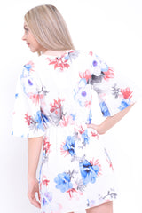 Blumendruck Fliege Krawatte Mini Kleid