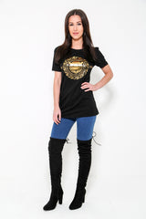 Camiseta de estampado de tigre dorado