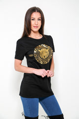 Camiseta de estampado de tigre dorado