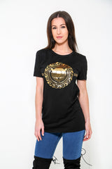 Camiseta de estampado de tigre dorado